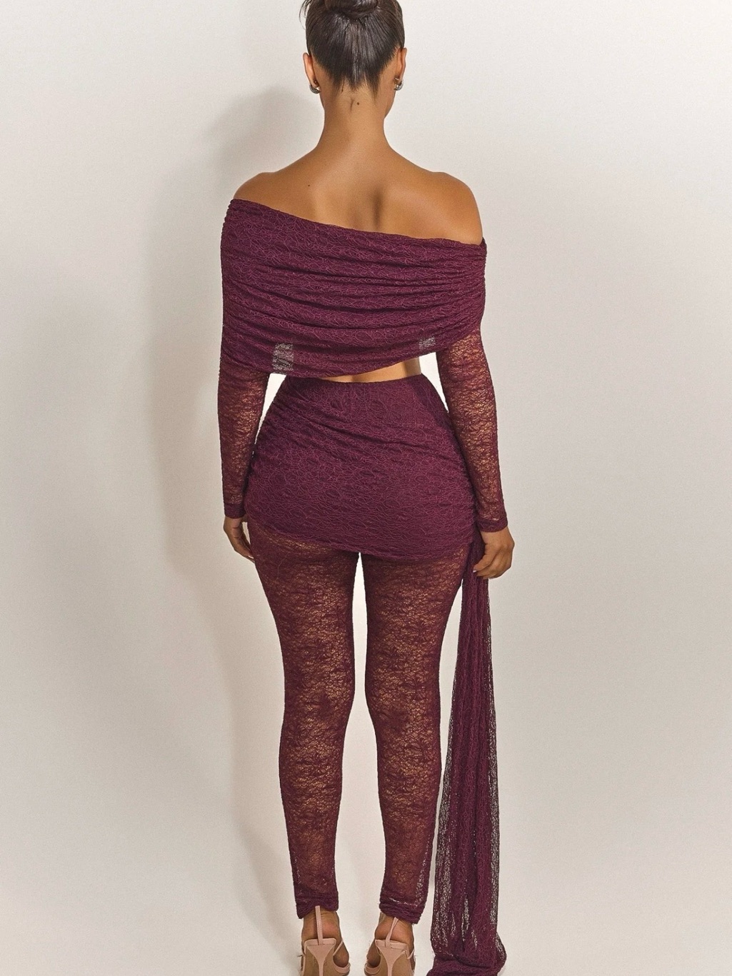 Off-Shoulder Two-Piece Zola Set In Wine- Uk 10 — image 3 of 5